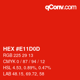 Farbcode: HEX #E11D0D | qconv.com