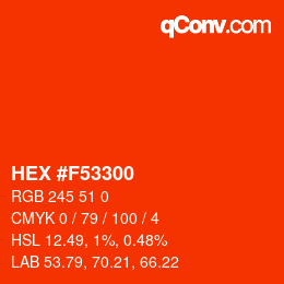 Código de color: HEX #F53300 | qconv.com