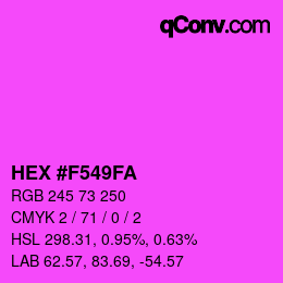 Color code: HEX #F549FA | qconv.com