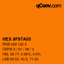 Color code: HEX #F97A05 | qconv.com