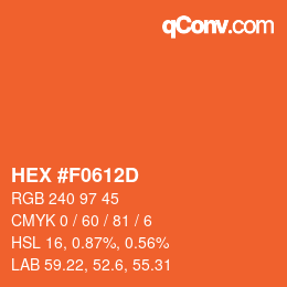 Farbcode: HEX #F0612D | qconv.com