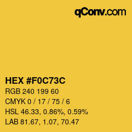 Code couleur: HEX #F0C73C | qconv.com