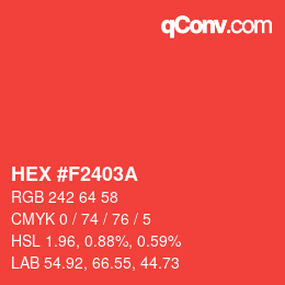 Color code: HEX #F2403A | qconv.com