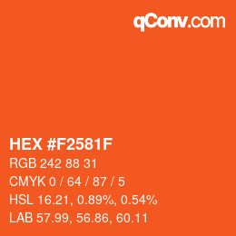 Farbcode: HEX #F2581F | qconv.com