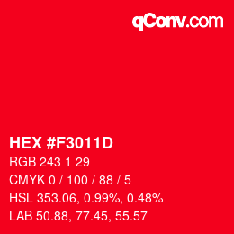 Código de color: HEX #F3011D | qconv.com