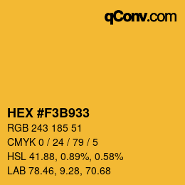 Color code: HEX #F3B933 | qconv.com