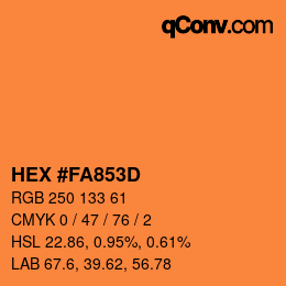 Farbcode: HEX #FA853D | qconv.com