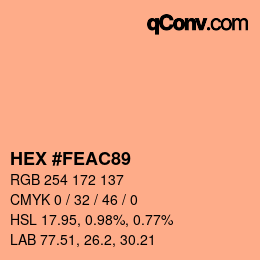 Farbcode: HEX #FEAC89 | qconv.com