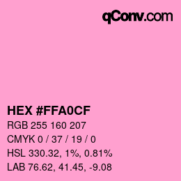 Color code: HEX #FFA0CF | qconv.com