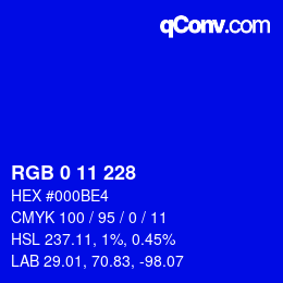 Código de color: RGB 0 11 228 | qconv.com