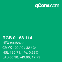 Código de color: RGB 0 168 114 | qconv.com