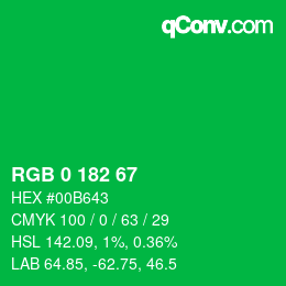 Farbcode: RGB 0 182 67 | qconv.com