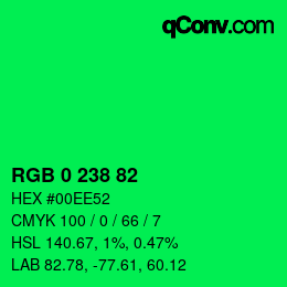 Código de color: RGB 0 238 82 | qconv.com