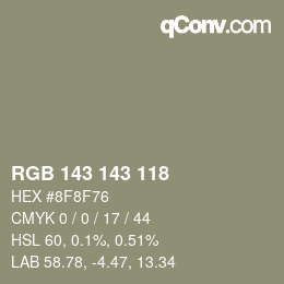 カラーコード: RGB 143 143 118 | qconv.com