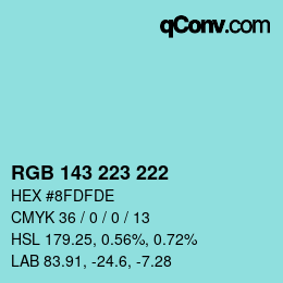 Farbcode: RGB 143 223 222 | qconv.com