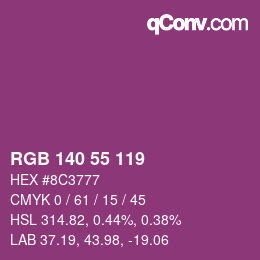 Color code: RGB 140 55 119 | qconv.com