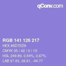 Code couleur: RGB 141 126 217 | qconv.com