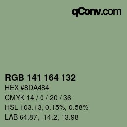 Color code: RGB 141 164 132 | qconv.com