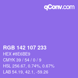 Código de color: RGB 142 107 233 | qconv.com