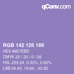 Color code: RGB 142 126 189 | qconv.com