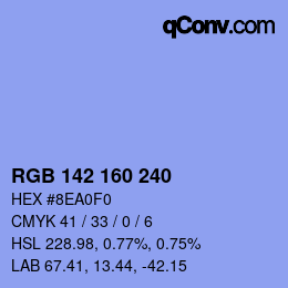 Color code: RGB 142 160 240 | qconv.com