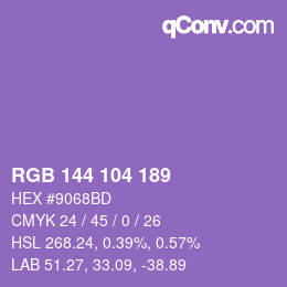 Color code: RGB 144 104 189 | qconv.com