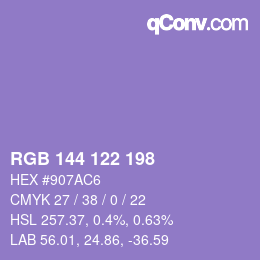 Code couleur: RGB 144 122 198 | qconv.com