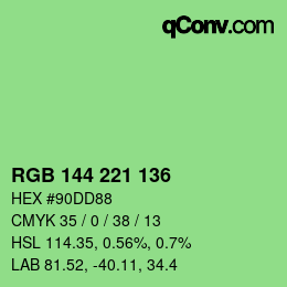 Farbcode: RGB 144 221 136 | qconv.com