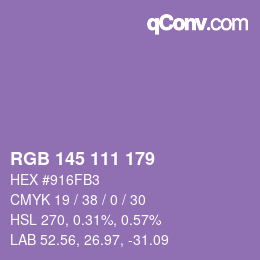 Código de color: RGB 145 111 179 | qconv.com