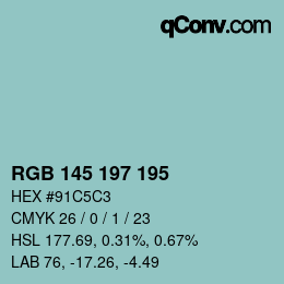 Farbcode: RGB 145 197 195 | qconv.com