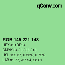 Farbcode: RGB 145 221 148 | qconv.com