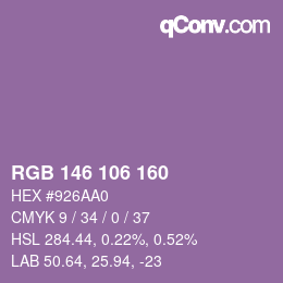 Farbcode: RGB 146 106 160 | qconv.com