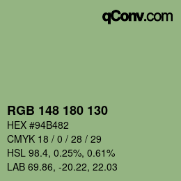 Código de color: RGB 148 180 130 | qconv.com