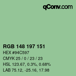 カラーコード: RGB 148 197 151 | qconv.com