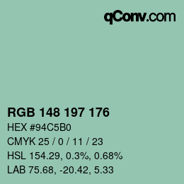 Color code: RGB 148 197 176 | qconv.com