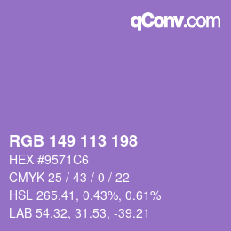 Color code: RGB 149 113 198 | qconv.com