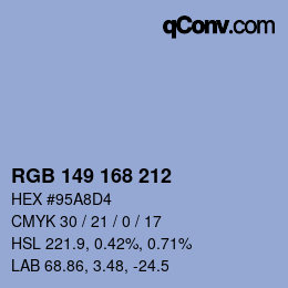 Color code: RGB 149 168 212 | qconv.com