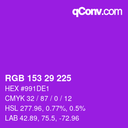 Code couleur: RGB 153 29 225 | qconv.com