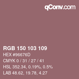 Código de color: RGB 150 103 109 | qconv.com