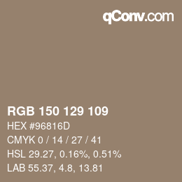 Código de color: RGB 150 129 109 | qconv.com