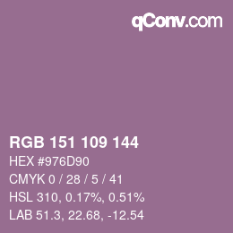 Código de color: RGB 151 109 144 | qconv.com