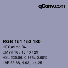 Código de color: RGB 151 153 180 | qconv.com