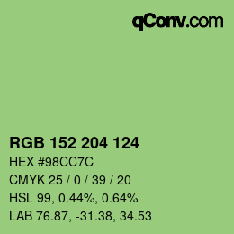 Código de color: RGB 152 204 124 | qconv.com