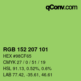 Code couleur: RGB 152 207 101 | qconv.com