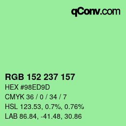 Código de color: RGB 152 237 157 | qconv.com