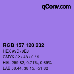 Farbcode: RGB 157 120 232 | qconv.com