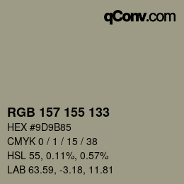 Código de color: RGB 157 155 133 | qconv.com