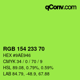 Color code: RGB 154 233 70 | qconv.com