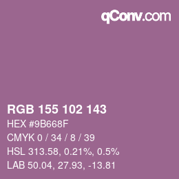 Code couleur: RGB 155 102 143 | qconv.com