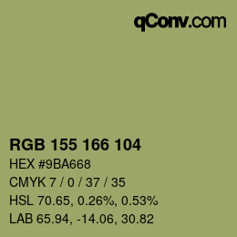 Farbcode: RGB 155 166 104 | qconv.com